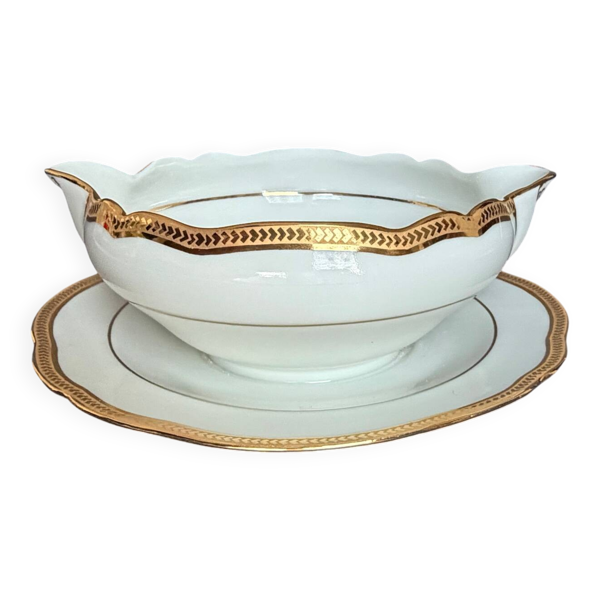 Saucière ancienne en porcelaine de Limoges