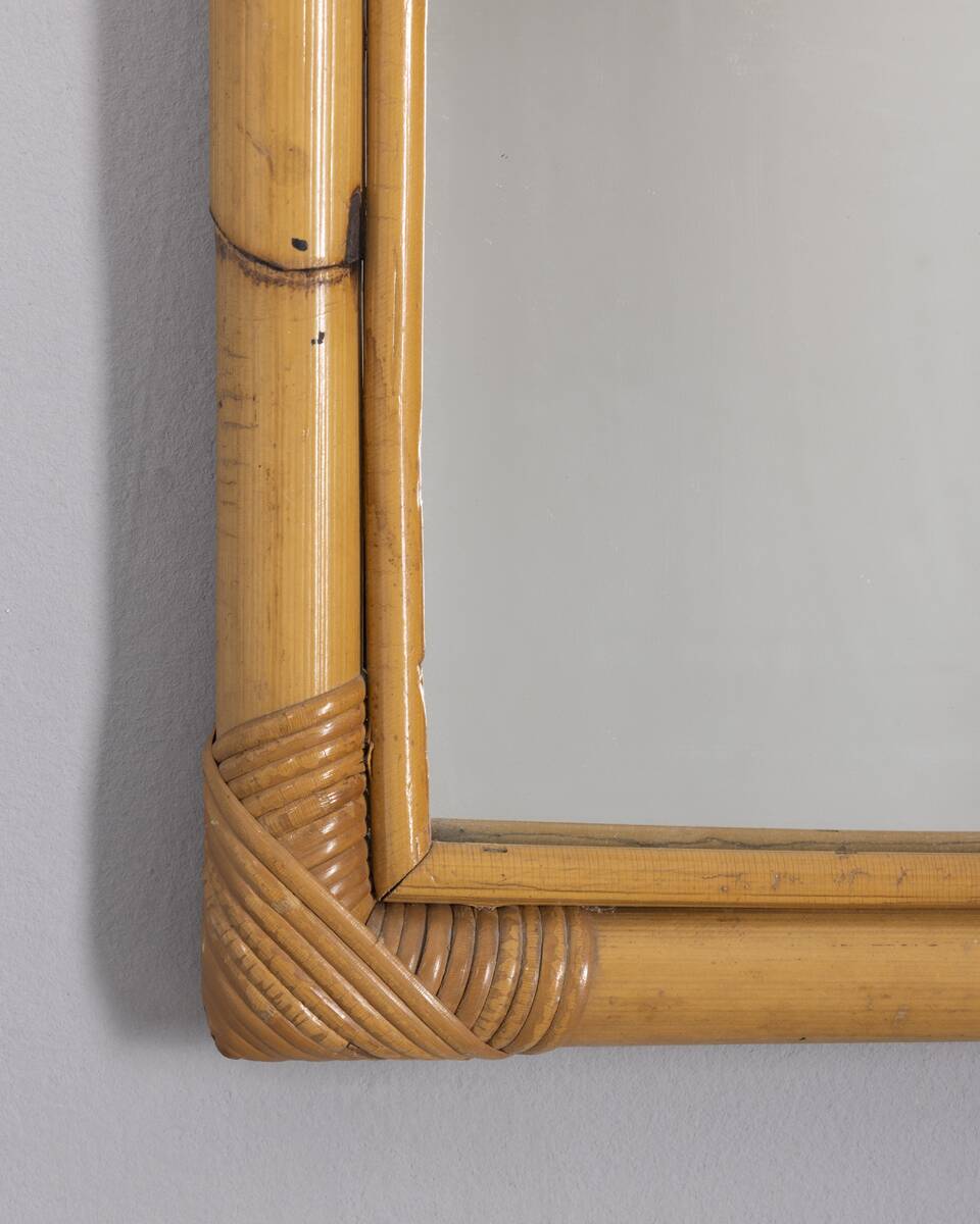 Vintage 1960s Italian design bamboo wall mirror