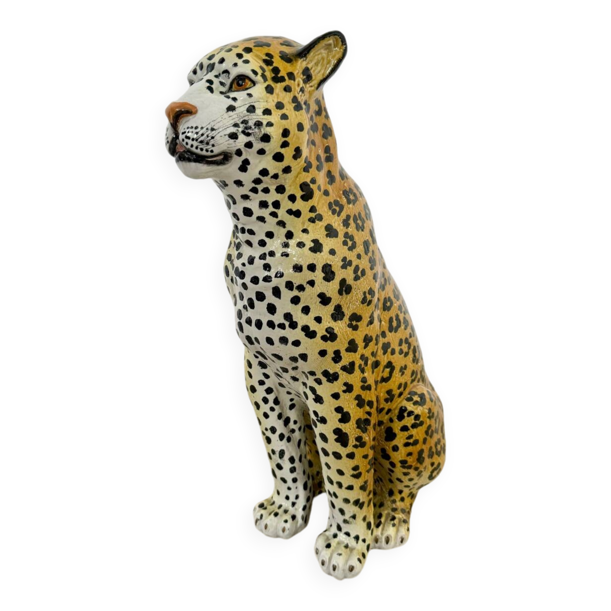 Antique terracotta leopard sculpture from the 70s vintage Italian design