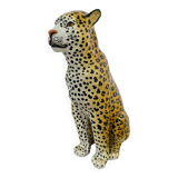 Antique terracotta leopard sculpture from the 70s vintage Italian design