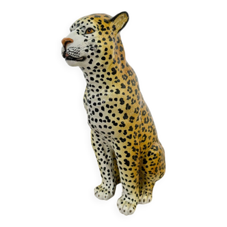 Antique terracotta leopard sculpture from the 70s vintage Italian design