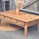 Table basse de ferme ancienne 2 tiroirs en bois massif brut 