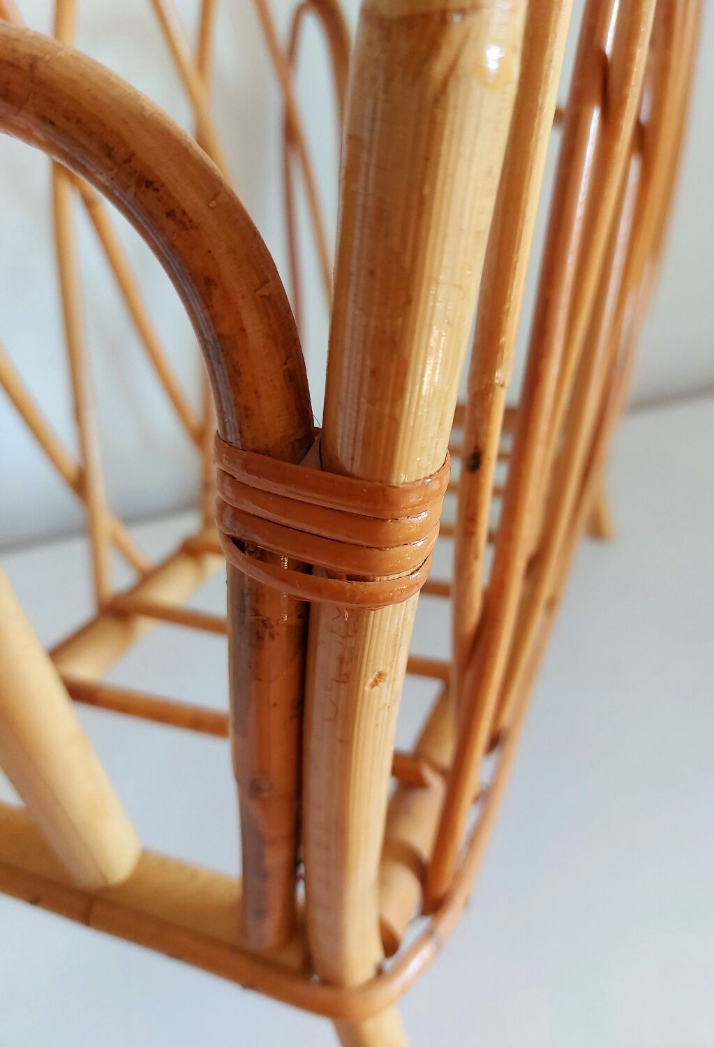 Vintage rattan magazine holder