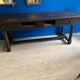 Old black patinated oak farm table 19th