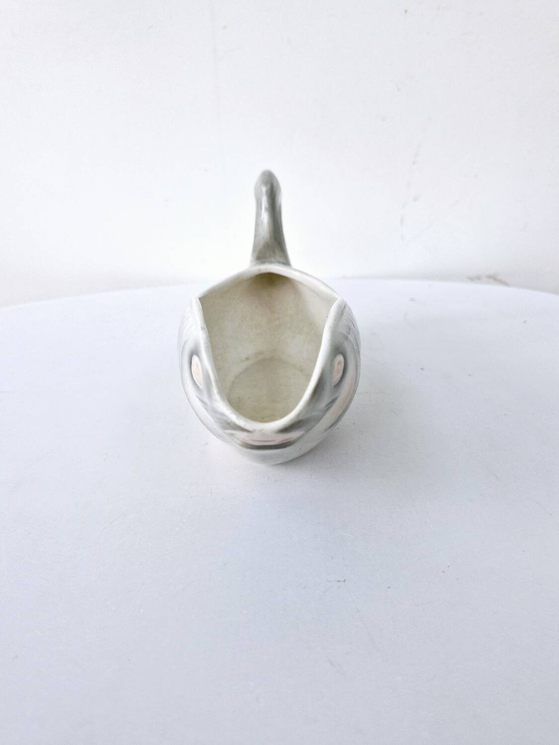 Gravy Boat With Handle Old Earthenware Ceramic Sarreguemines Salmon Fish Shape