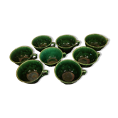 8 grosses tasses vertes années 50