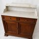 Meuble ancien en bois, marbre blanc–coiffeuse, console, meuble toilett