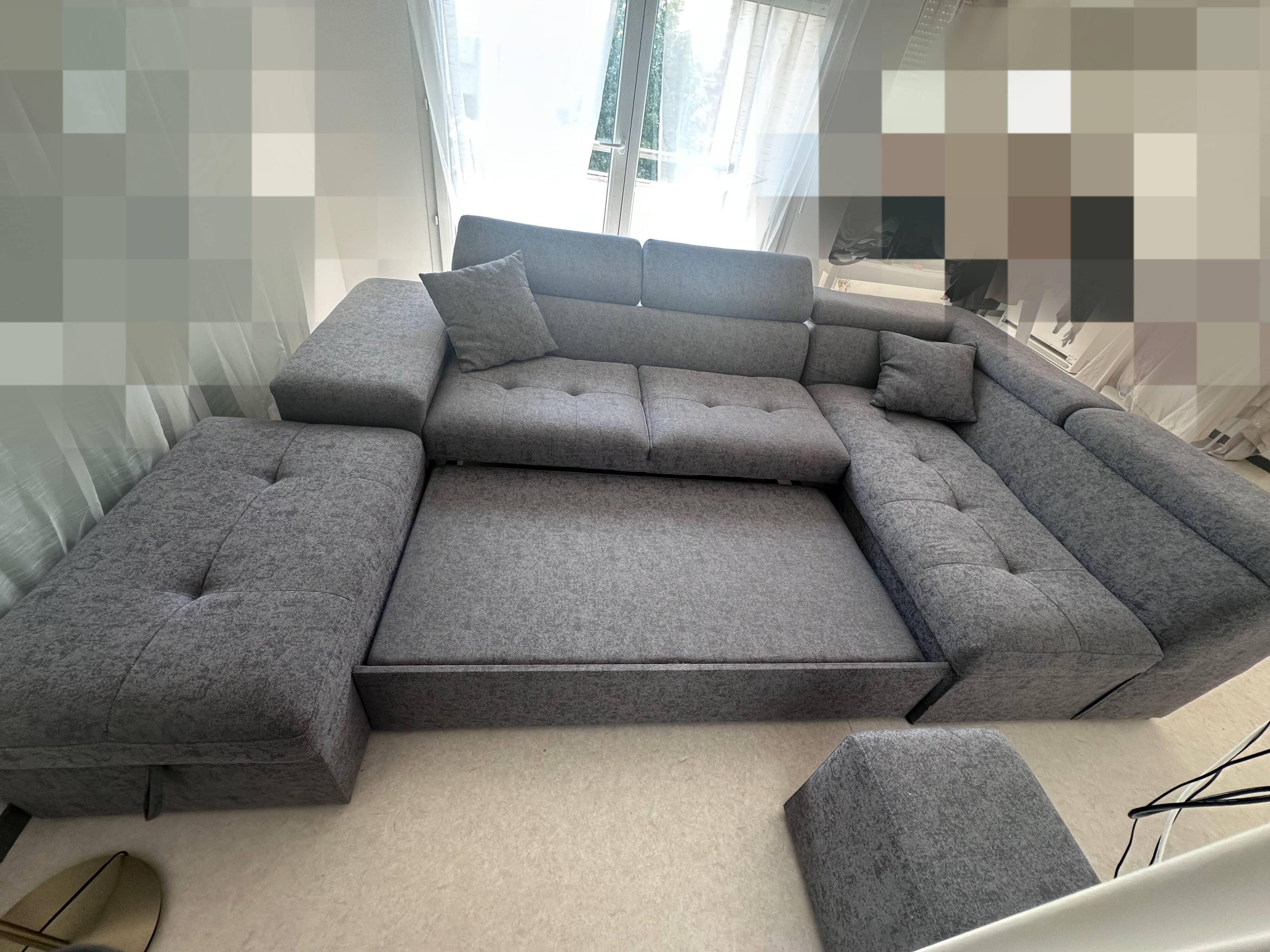 Left-hand corner sofa bed in gray