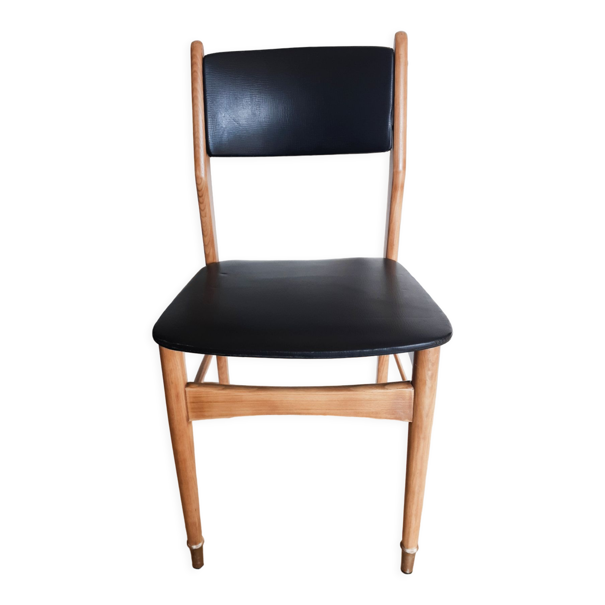 Scandinavian teak chair, brass legs, 50s