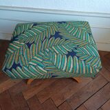 Art Deco pouf in sycamore and exotic fabric