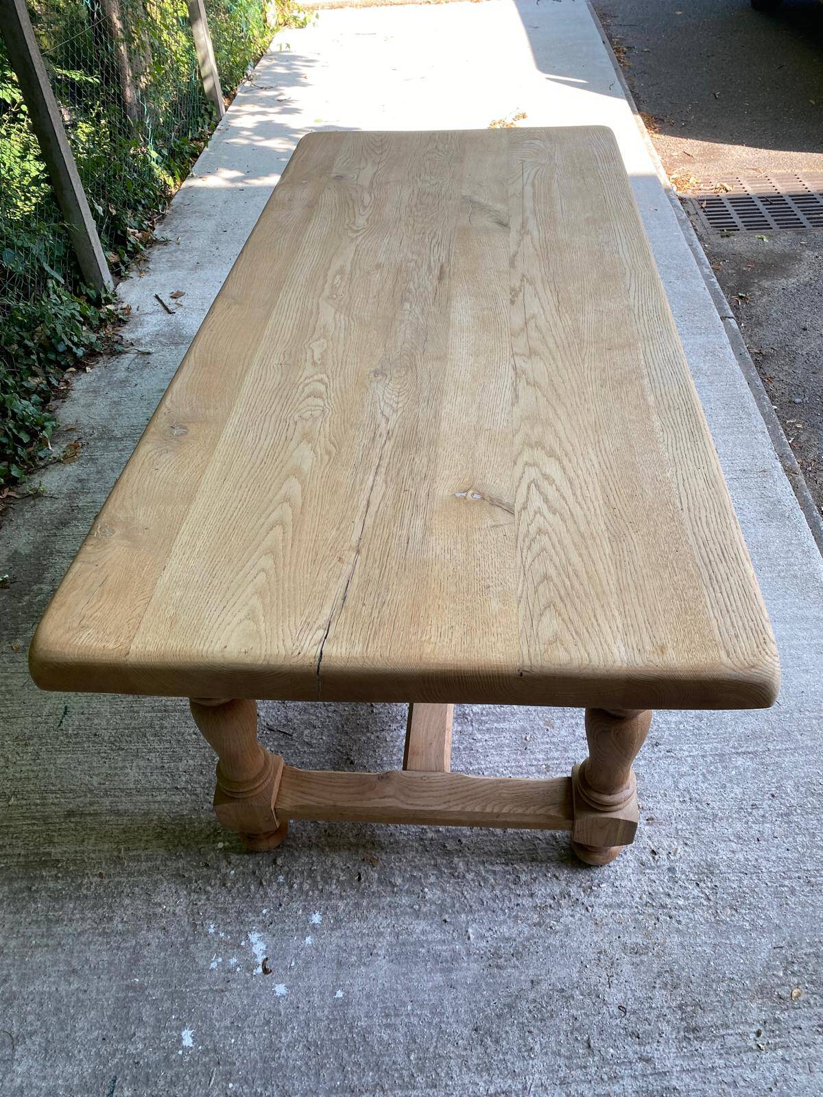 Renovated farmhouse dining table in solid oak, 20th century, 200cm