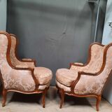 Pair of Louis XV style wing chairs