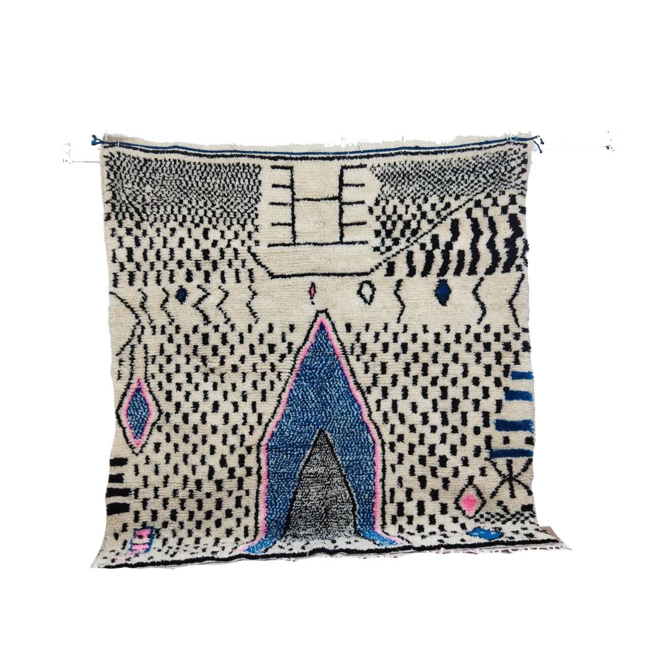 Handmade wool berber rug 200 x 188 cm