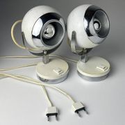 Lampes de bureau blanches du milieu du siècle, années 1960, ensemble de 2