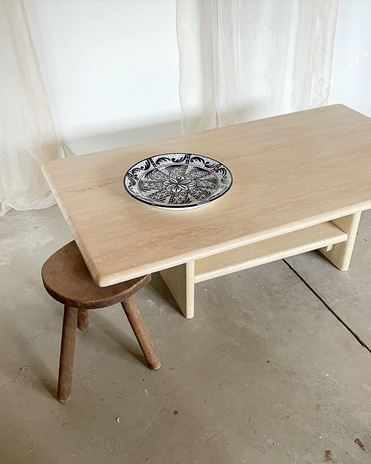 Travertine coffee table