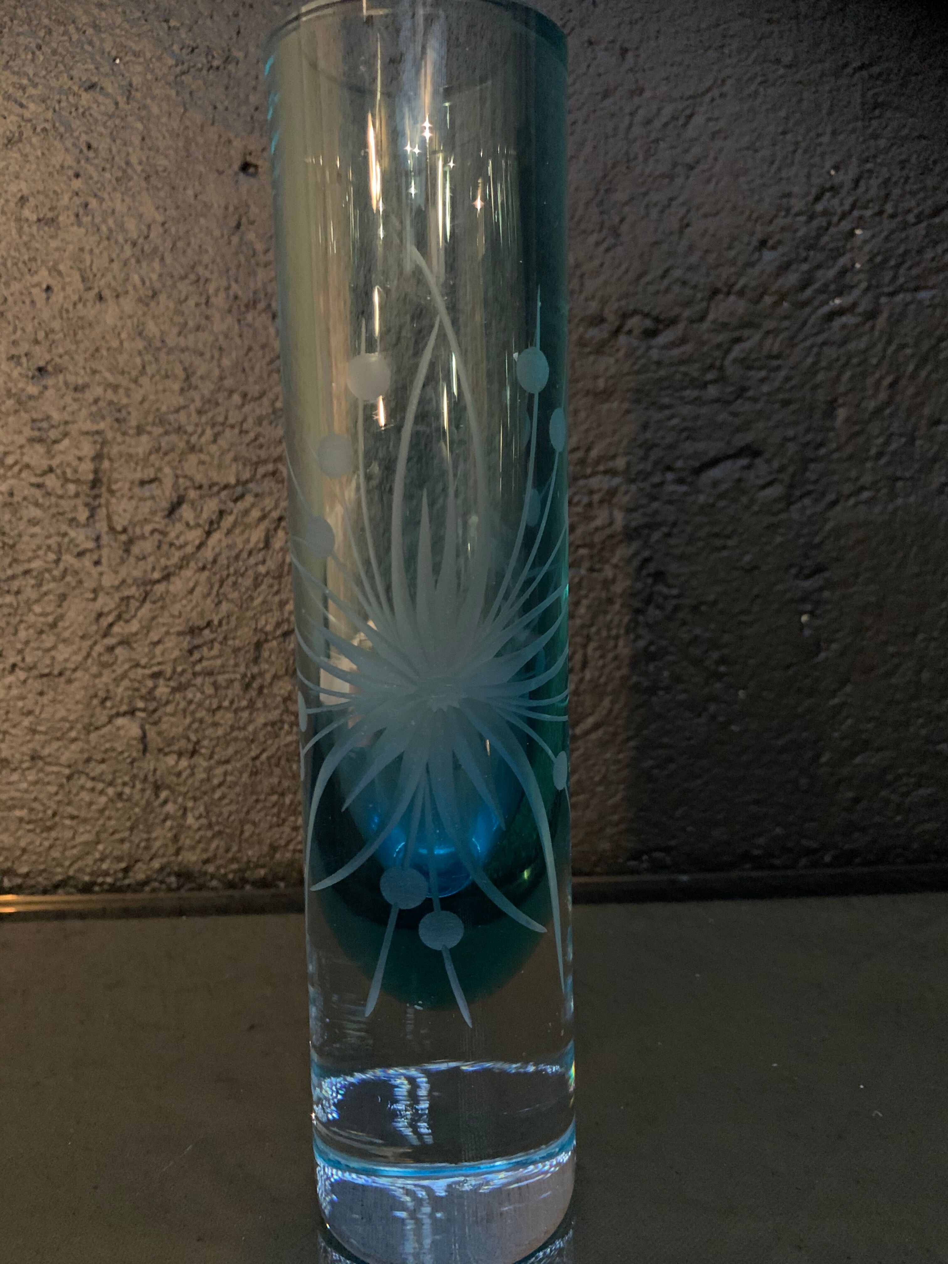Soliflore, engraved glass vase 1960