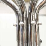 Parrot coat rack 16 hooks industrial in chromed metal and base + black balls 1960