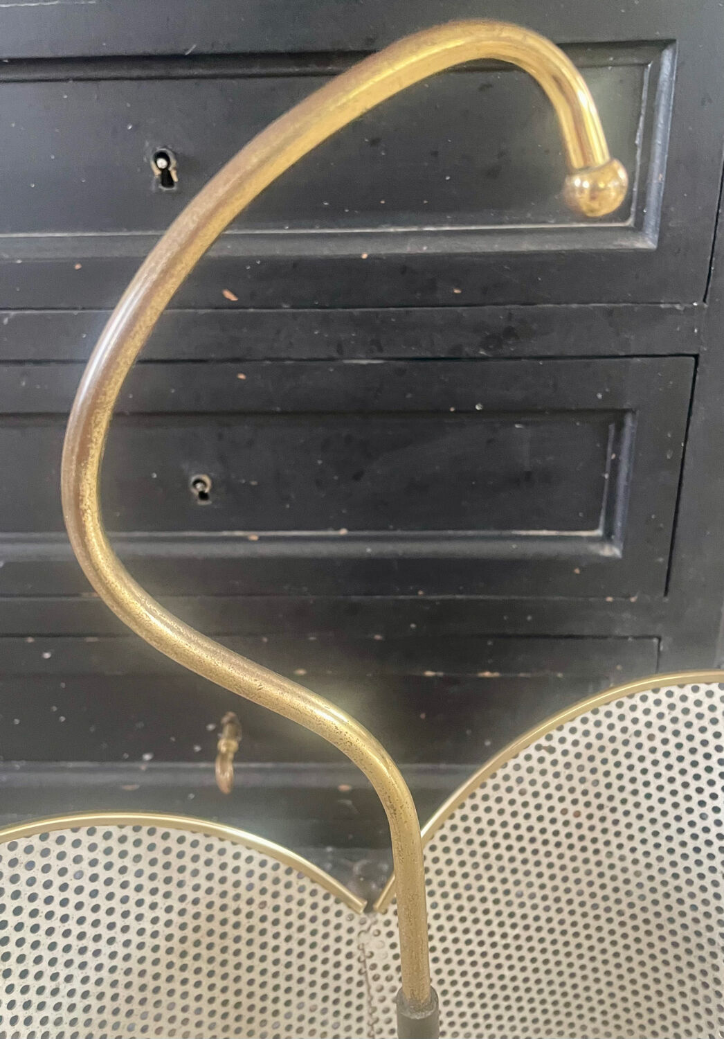 Metal umbrella stand with rigitulle and brass from the 1950s.