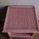 Vintage pink bamboo rattan side table or large bedside table