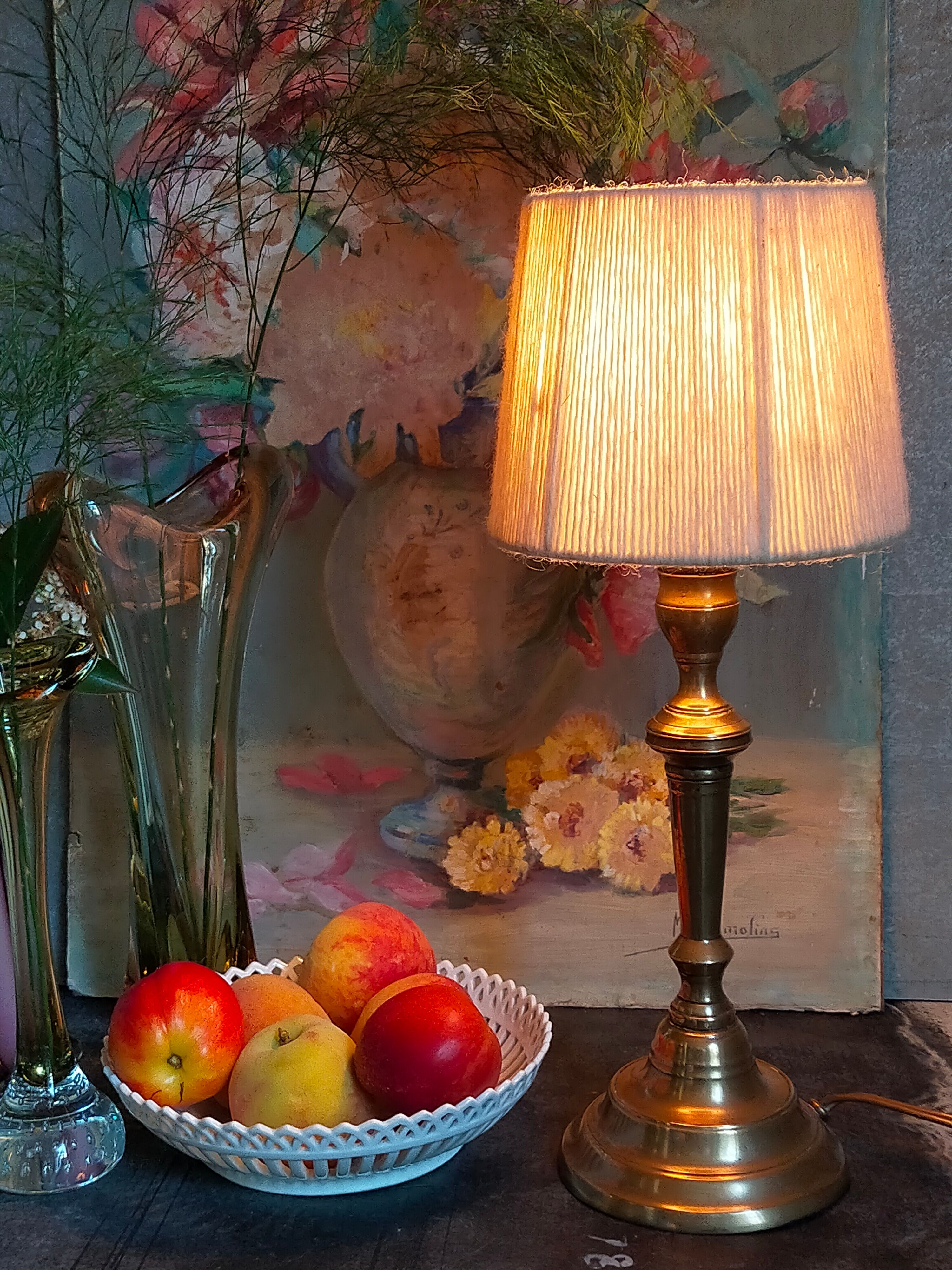Old solid brass lamp base