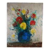 Nubar BEDROSSIAN (1926-1992) "Nature morte au bouquet" Huile sur panneau signée