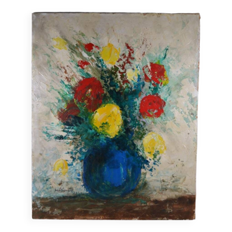 Nubar BEDROSSIAN (1926-1992) "Still life with bouquet" Oil on panel signed