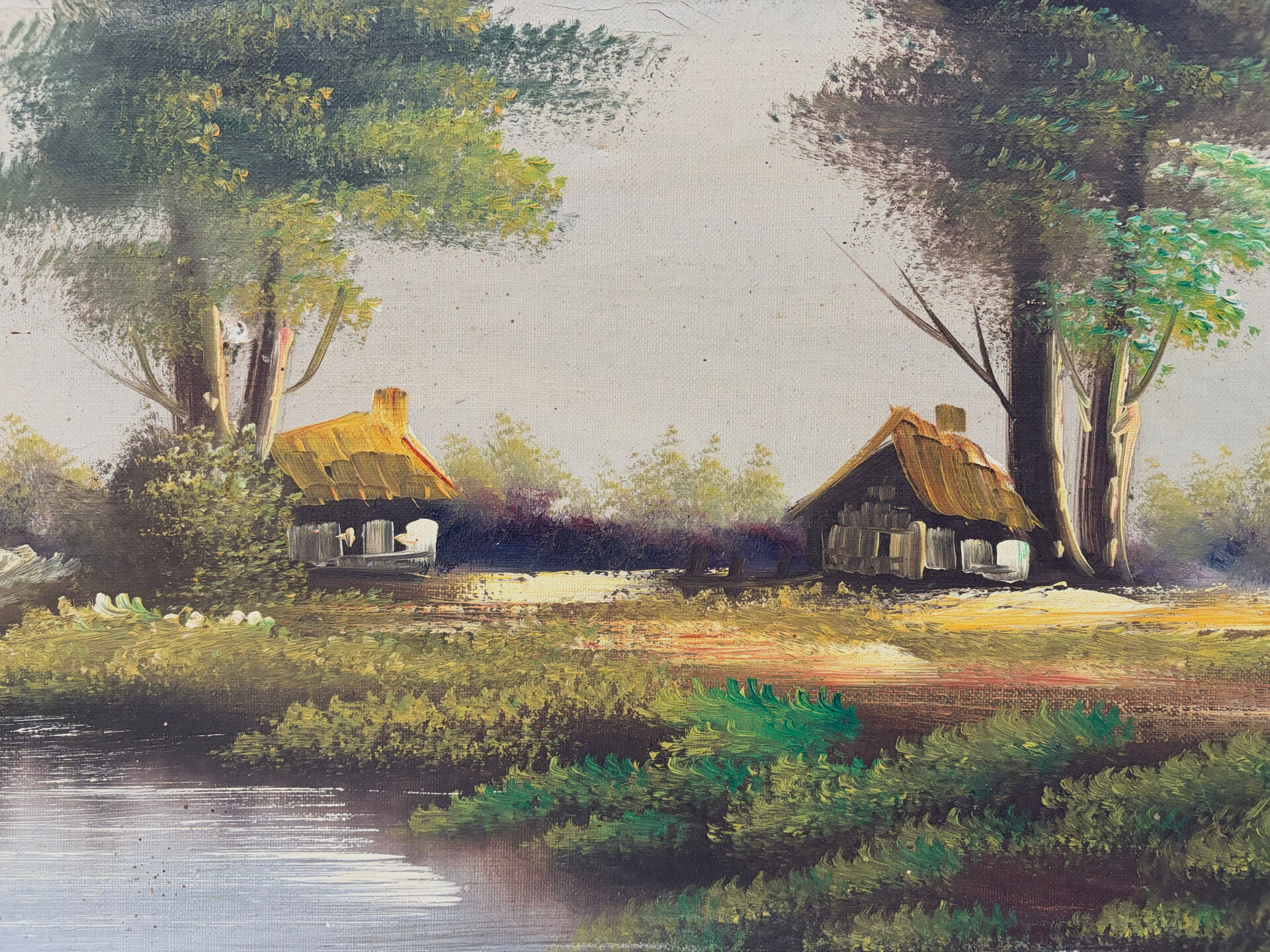 Oil on canvas Marais Poitevin signed POLO (30 x 60 cm)