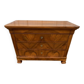 Commode Française Louis Philippe Milieu 19ème Siècle En Ronce De Noyer