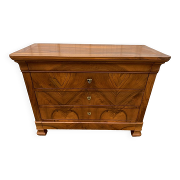 Commode Française Louis Philippe Milieu 19ème Siècle En Ronce De Noyer