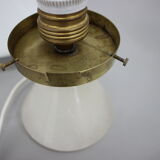 1940s pair of unique art deco table lamps with alabaster base ,czechoslovakia