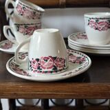 Tasses à café Art Déco décors de roses