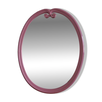 Miroir ovale fonte émaillée rose