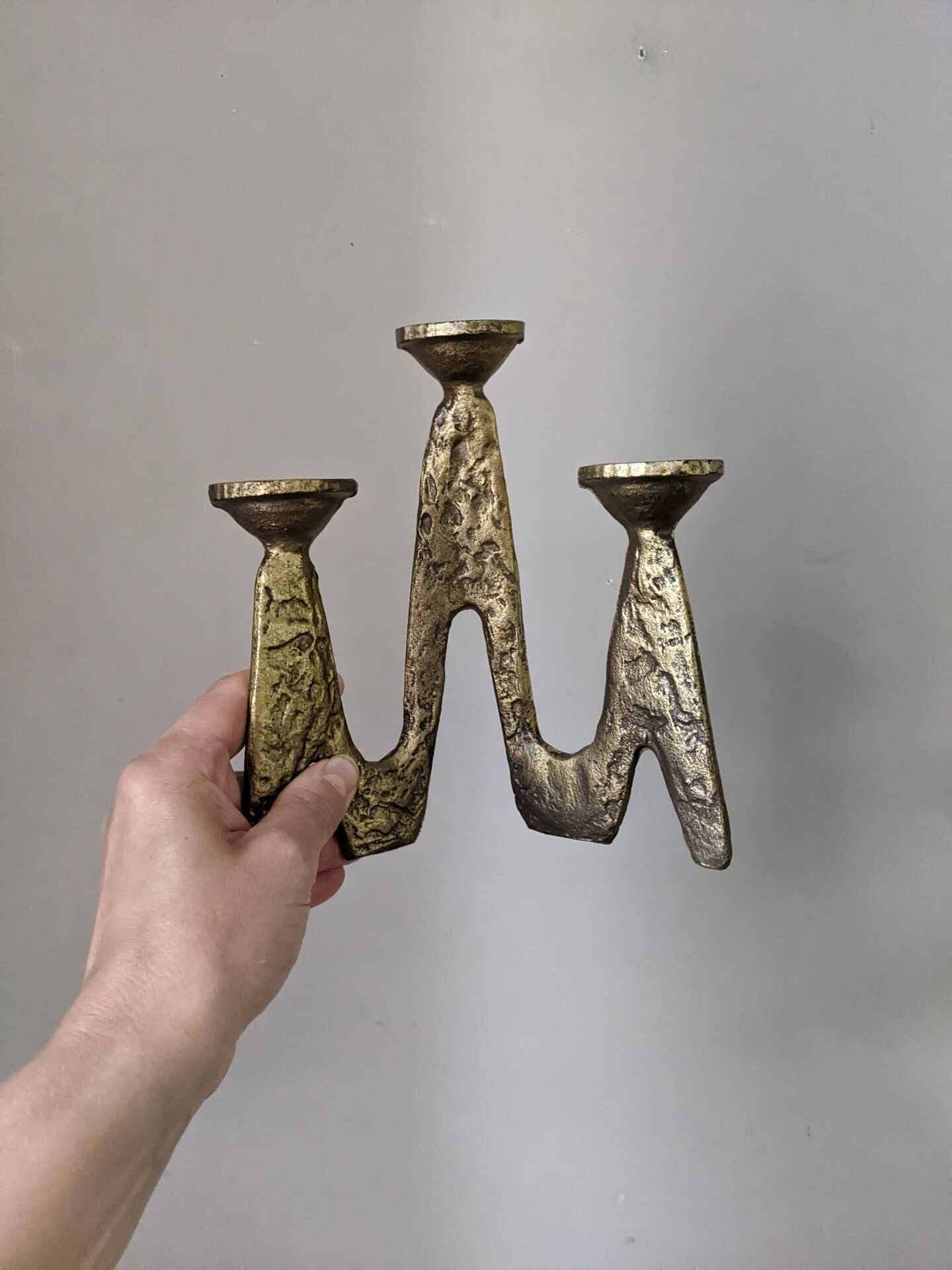 Golden bronze candlestick Scandinavian decoration