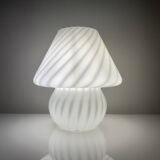Vintage Murano Italy mushroom lamp with glossy white spiral decoration