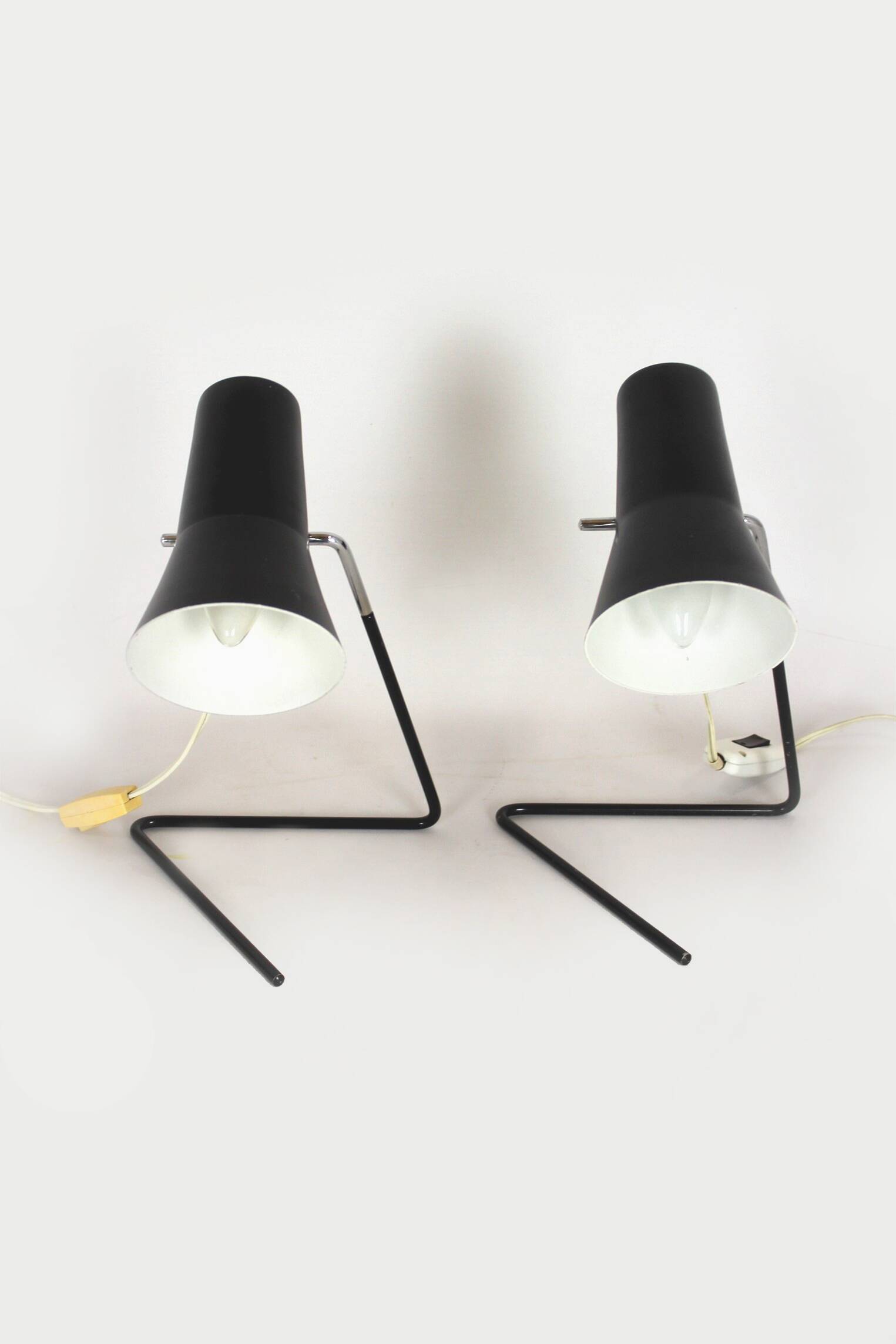 Lampes de table noires par Josef Hurka pour Drupol, années 1960, lot de 2