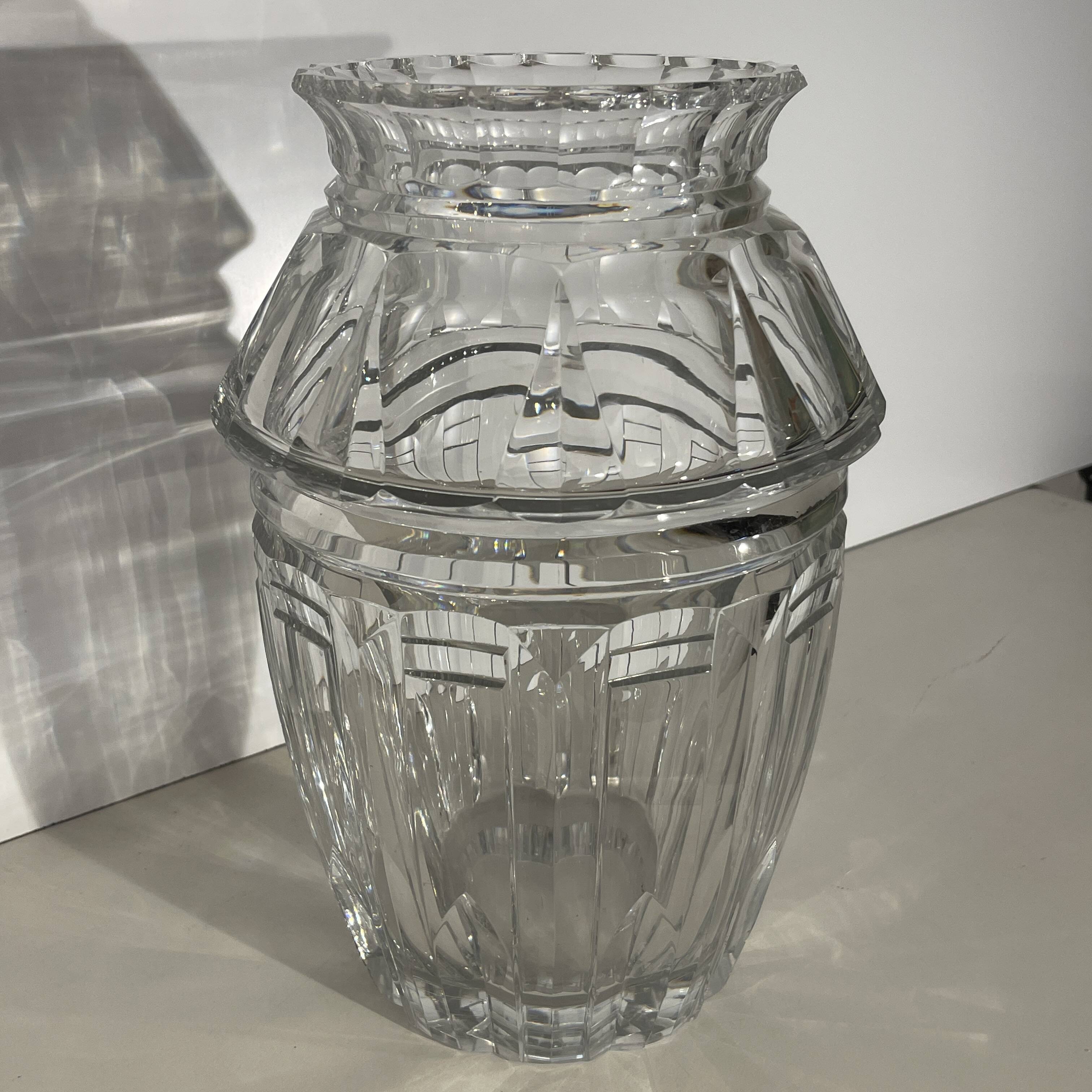 Joseph Simon Art Deco vase in clear cut crystal, ca 1925
