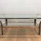 Large designer coffee table in chrome with glass tops