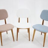 1960s Set of Three Oak Dining Chairs in Boucle, Czechoslovakia