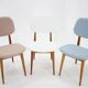 1960s Set of Three Oak Dining Chairs in Boucle, Czechoslovakia