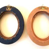 Pair of old oval golden wood frames