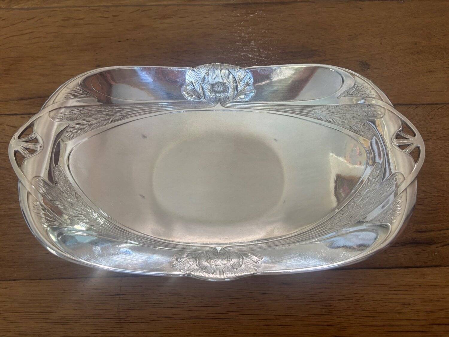 Art Nouveau Bread Basket Silver-Plated Metal Gallia Christofle