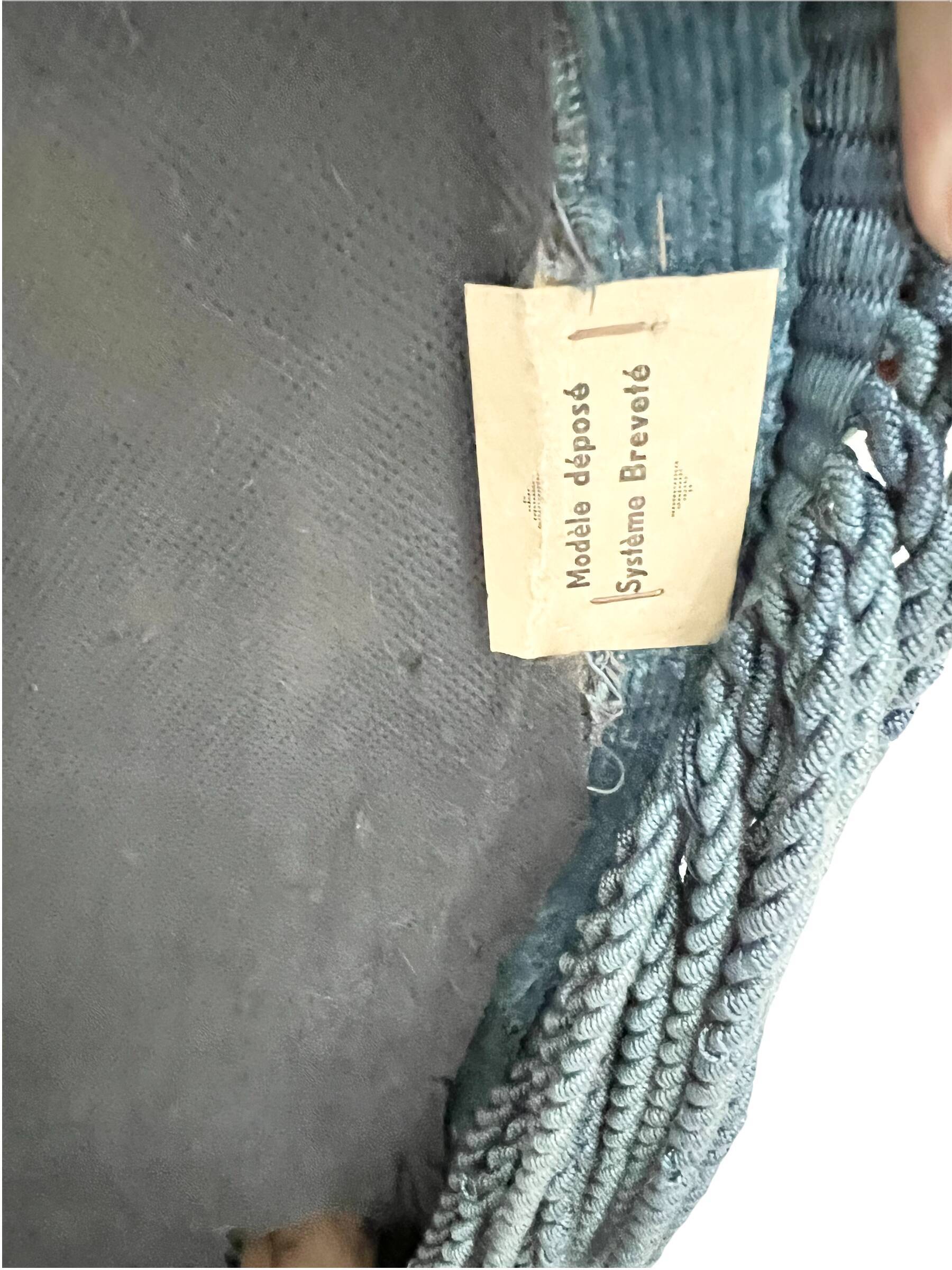 Toad armchair with vintage velvet blue fringe