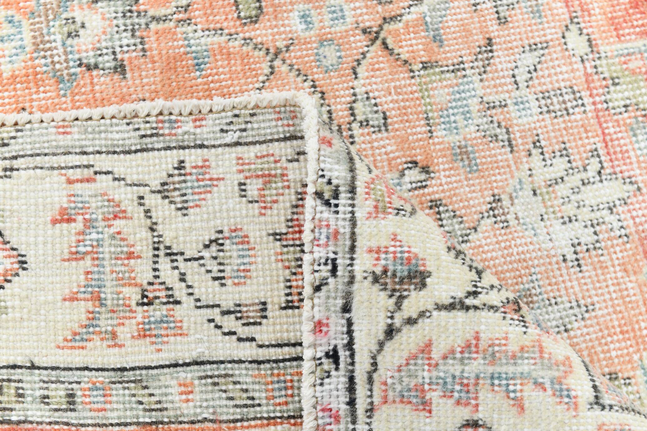 Red & Orange Floral Pattern Persian Rug, 119x200Cm