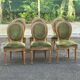 Set of 6 Louis XVI medallion chairs in green velvet, 1950.