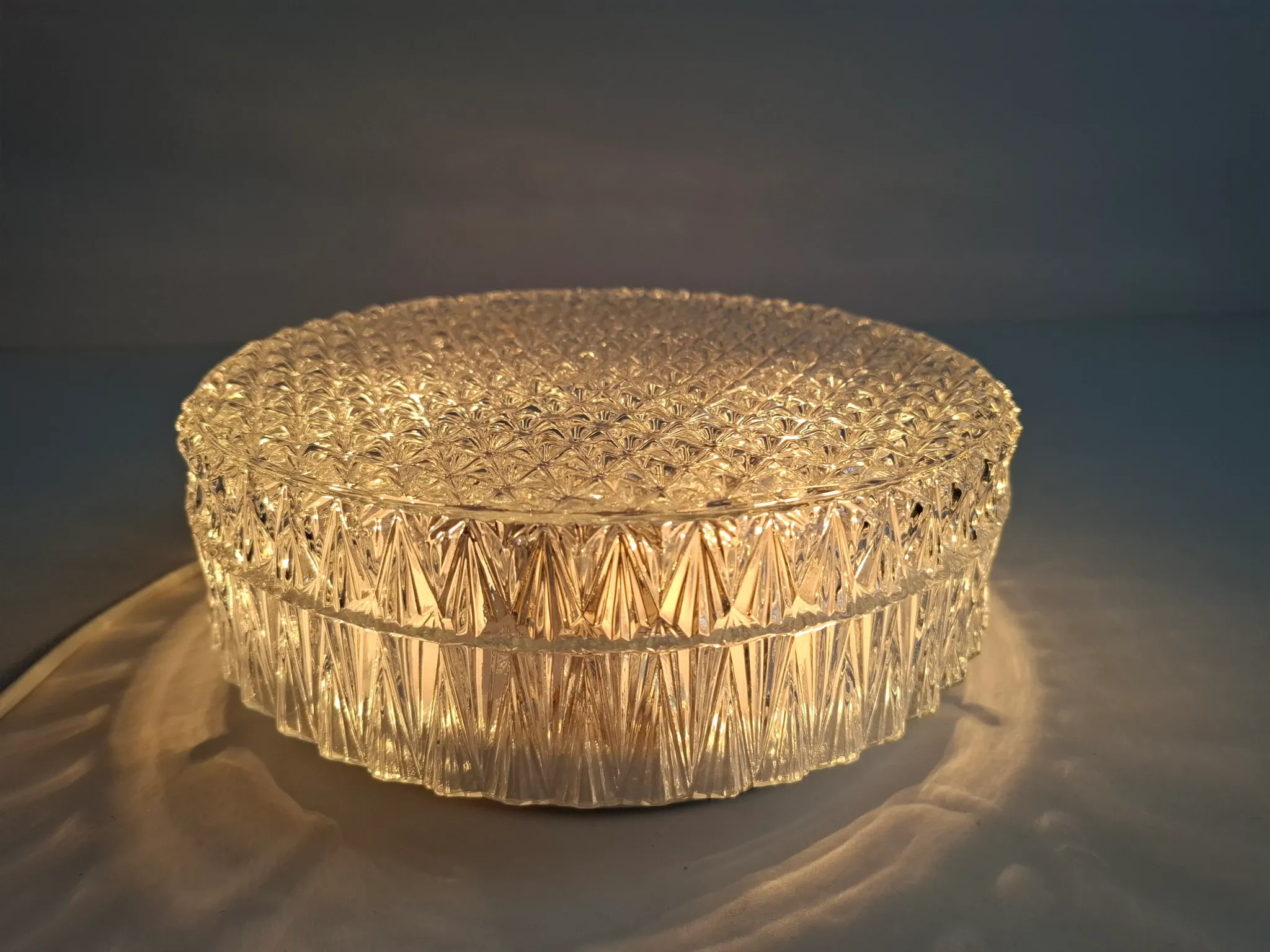 1990s Czech Geometric Glass Ceiling or Wall Light