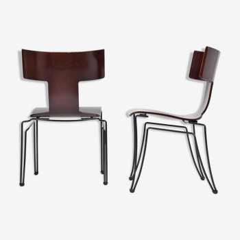 Pair of vintage Anziano dining chairs by John Hutton for Donghia