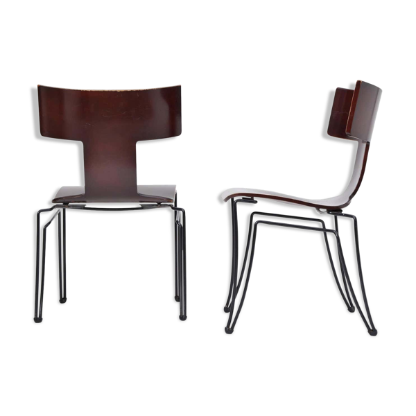 Pair of vintage Anziano dining chairs by John Hutton for Donghia
