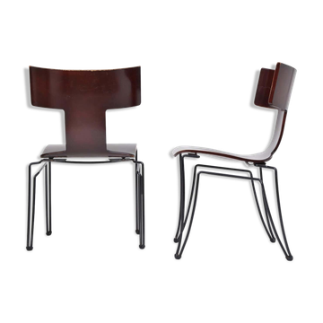 Pair of vintage Anziano dining chairs by John Hutton for Donghia