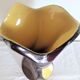 Art Deco vase in two-tone glazed ceramic (black/yellow), signed and numbered