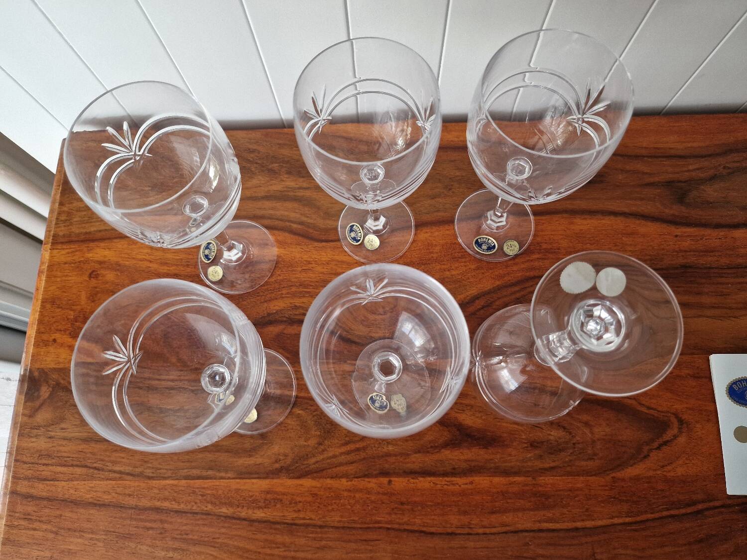 6 antique bohemia crystal glasses